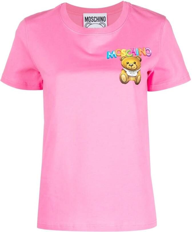 Moschino T-shirt met teddybeer patroon Roze