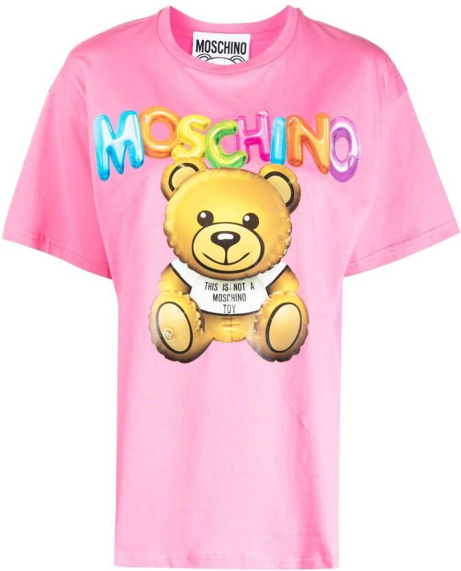 Moschino T-shirt met teddybeer patroon Roze