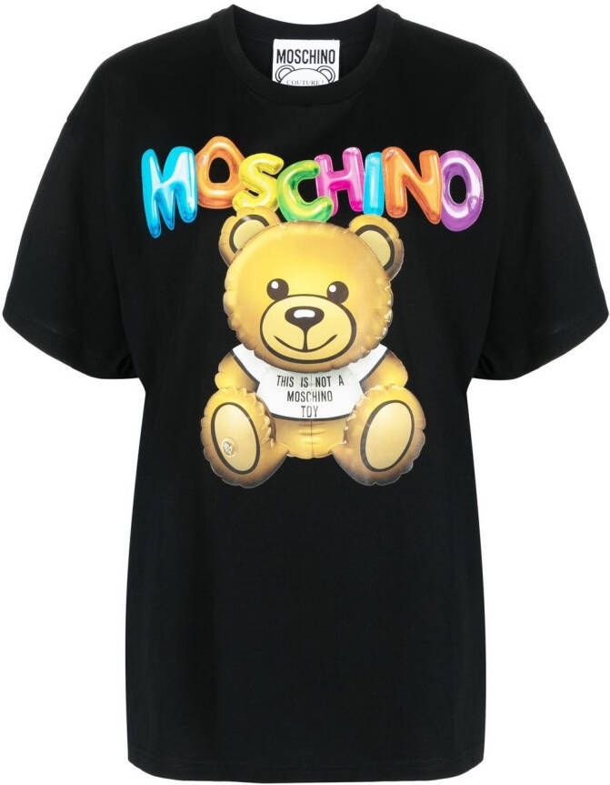 Moschino T-shirt met teddybeer patroon Zwart