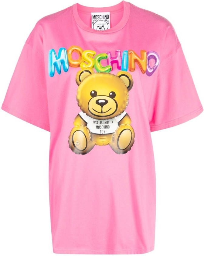 Moschino T-shirt met teddybeerprint Roze
