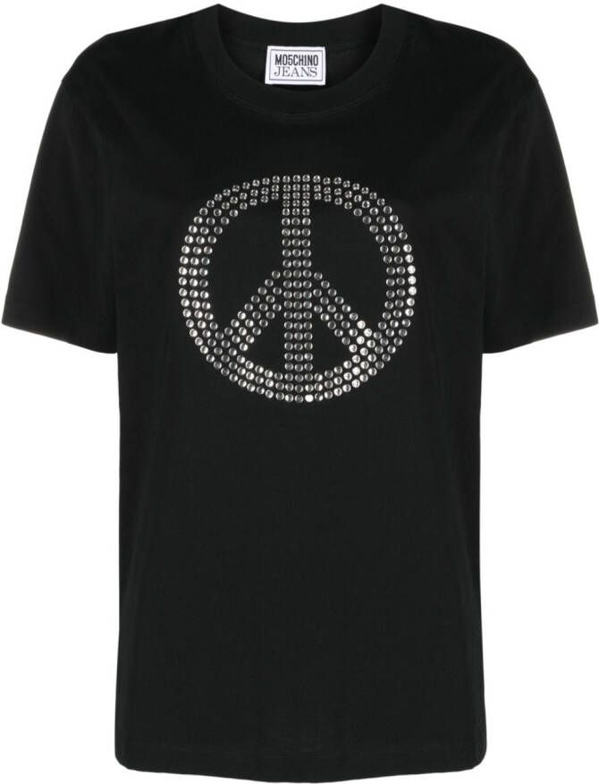 MOSCHINO JEANS T-shirt met vredesteken Zwart