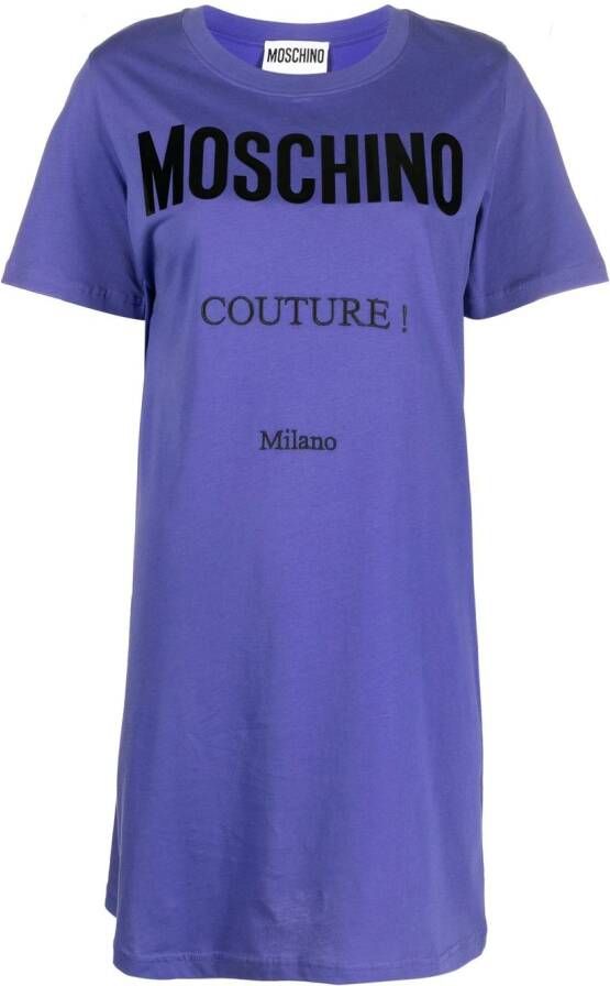 Moschino T-shirtjurk met logoprint Paars