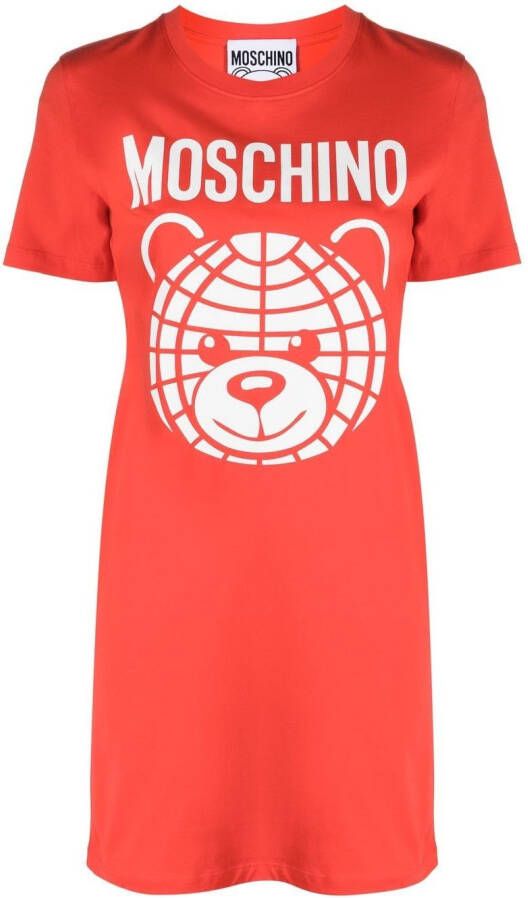 Moschino T-shirtjurk met logoprint Rood
