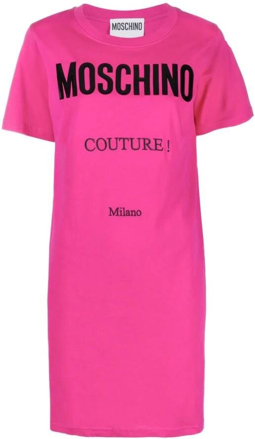 Moschino T-shirtjurk met logoprint Roze