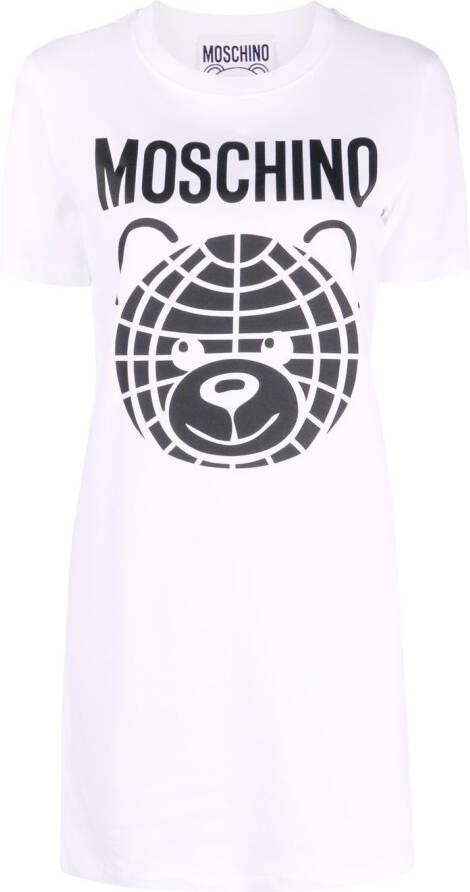 Moschino T-shirtjurk met logoprint Wit