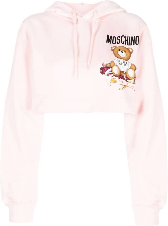 Moschino Cropped hoodie Roze
