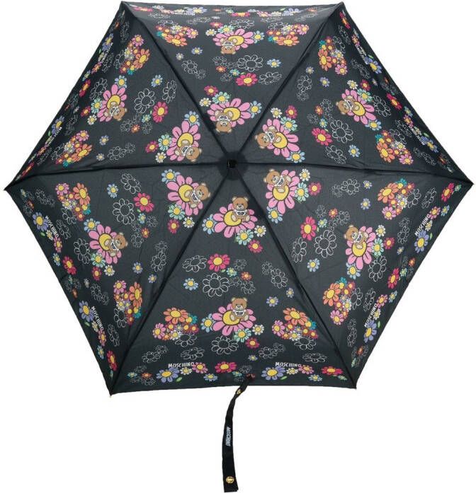 Moschino Paraplu met bloemenprint Zwart