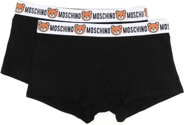 Moschino Twee boxershorts met teddybeer tailleband Zwart
