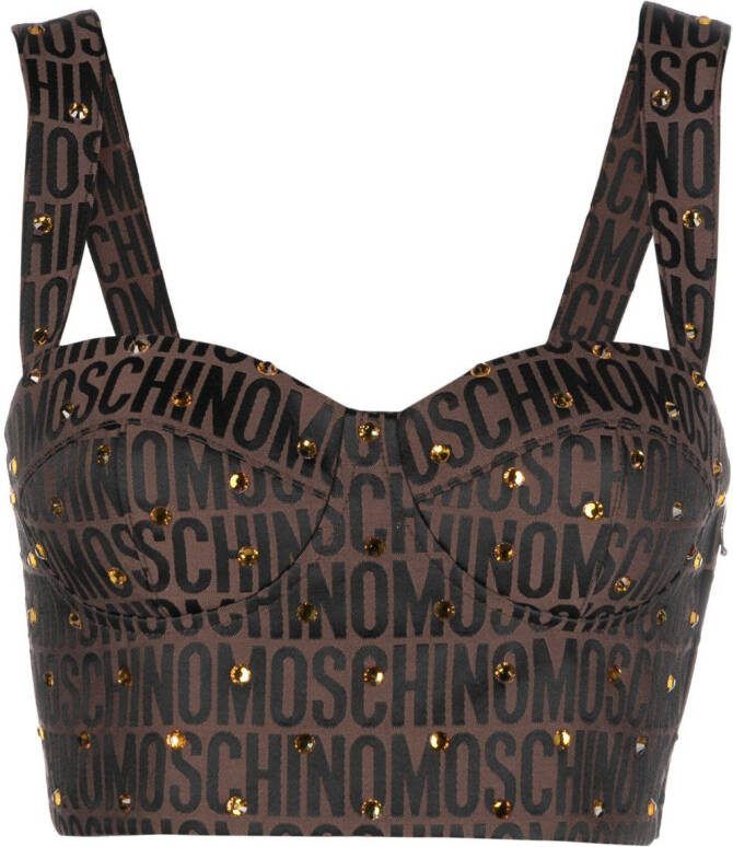 Moschino Top verfraaid met kristallen Bruin