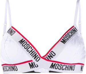 Moschino Triangel bh met logo Wit