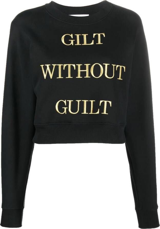 Moschino Trui met geborduurde tekst Zwart