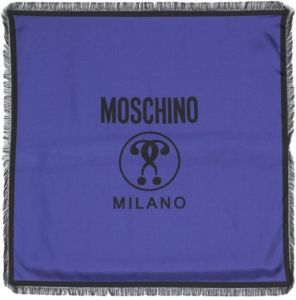 Moschino two-tone logo-print silk scarf Blauw