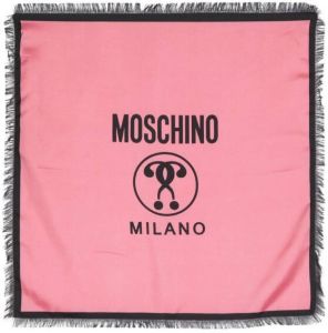 Moschino two-tone logo-print silk scarf Roze