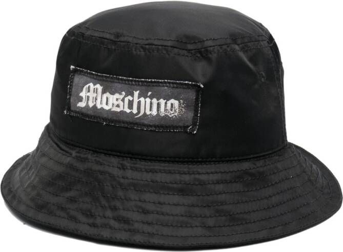 Moschino Vissershoed met logopatch Zwart