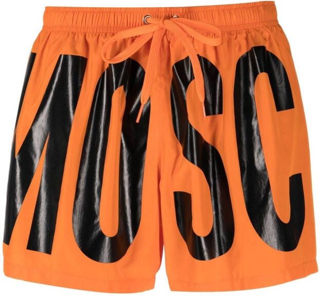 Moschino Zwembroek met logoprint Oranje