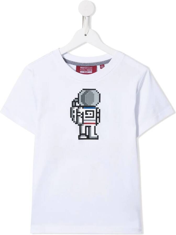Mostly Heard Rarely Seen 8-Bit T-shirt met astronaut print Wit