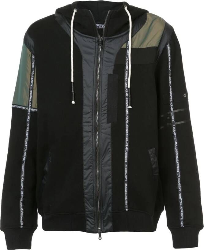 Mostly Heard Rarely Seen branded taping zip up hoodie Zwart