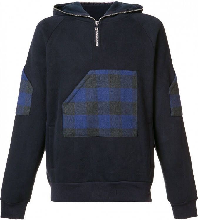Mostly Heard Rarely Seen plaid zipped neck hoodie Blauw