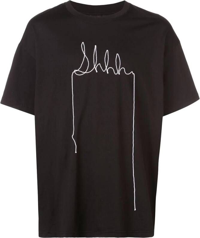 Mostly Heard Rarely Seen Yarn Sketch 'Shh' T-shirt Zwart