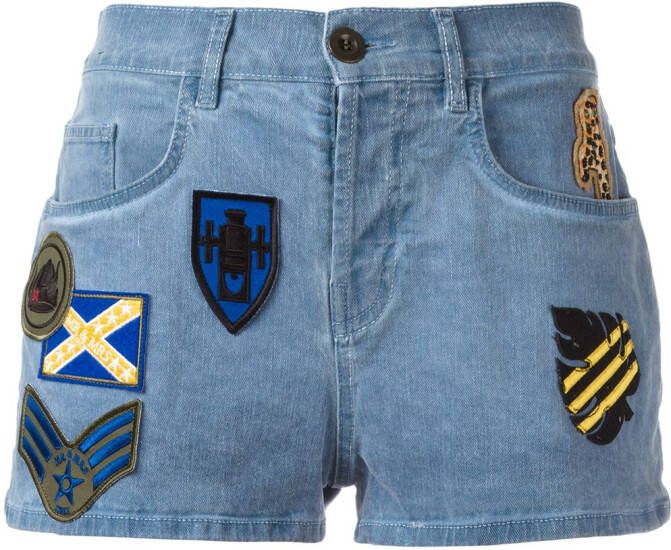 Mr & Mrs Italy patched denim shorts Blauw