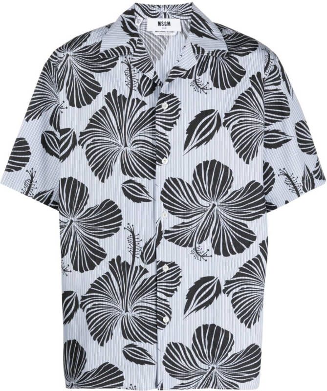 MSGM Bowlingshirt met bloemenprint Blauw