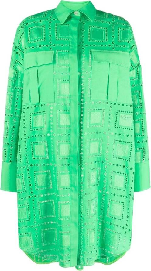 MSGM Broderie anglaise blousejurk Groen