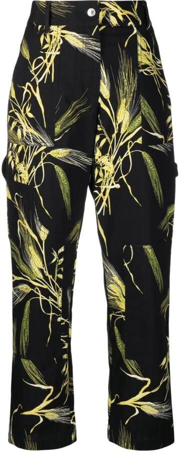 MSGM Broek met bladerprint Zwart
