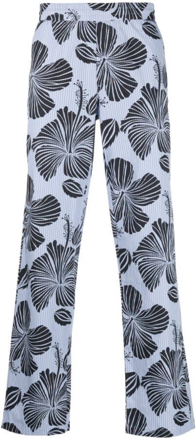 MSGM Broek met bloemenprint Blauw