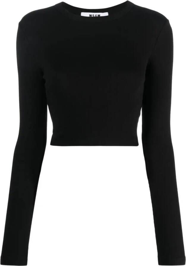 MSGM Cropped T-shirt Zwart