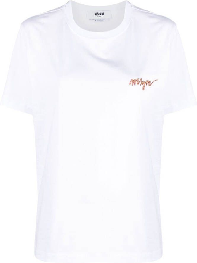 MSGM T-shirt met geborduurd logo Wit