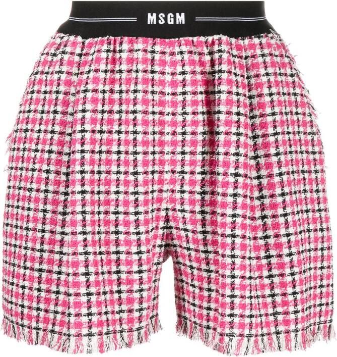MSGM Geruite shorts Roze