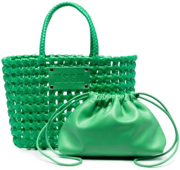 MSGM Geweven shopper Groen