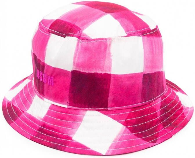MSGM Vissershoed met gingham ruit Roze