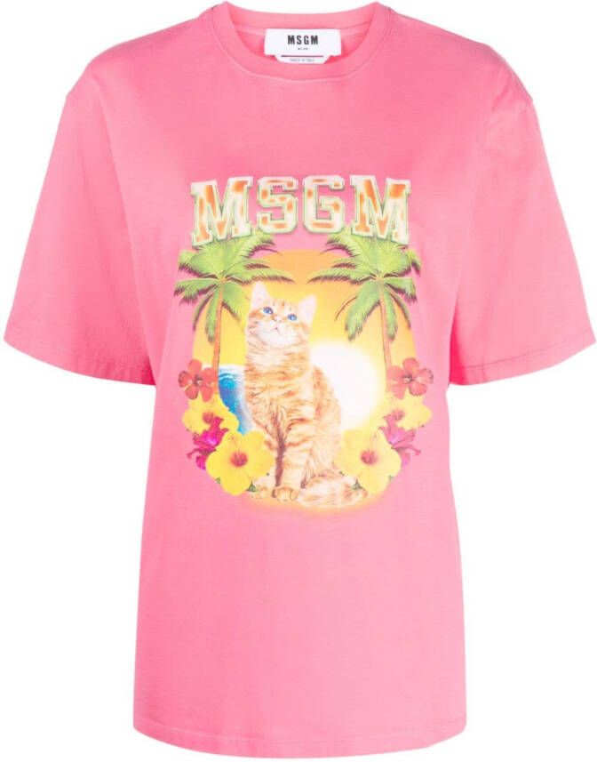 MSGM T-shirt met print Roze