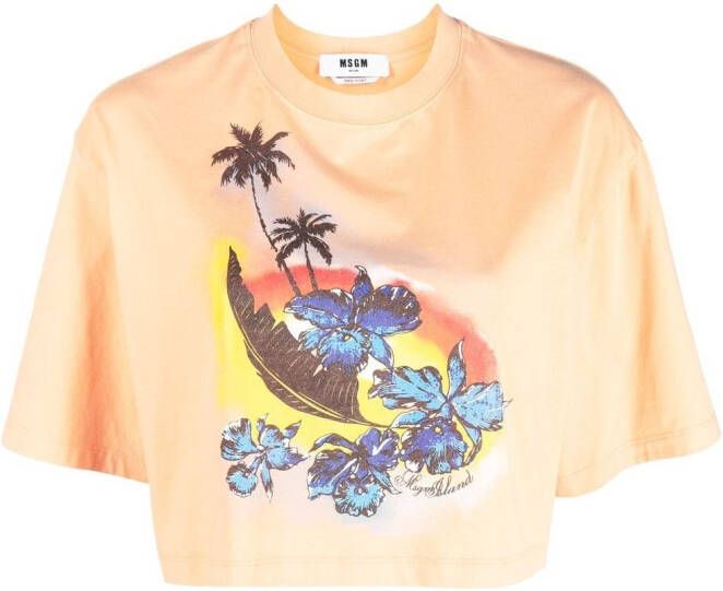 MSGM Cropped T-shirt Oranje