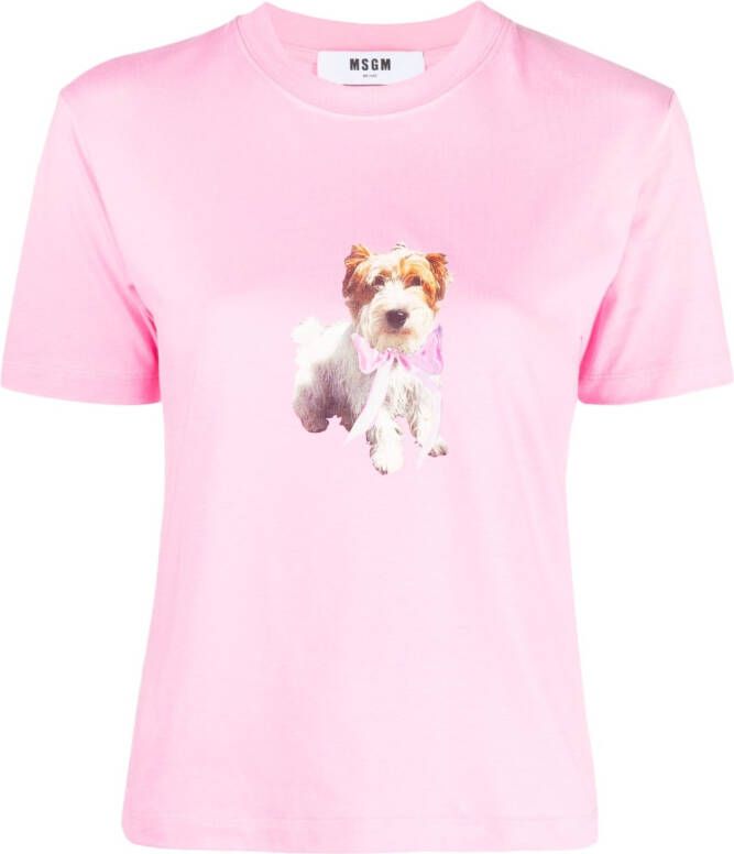 MSGM T-shirt met grafische print Roze