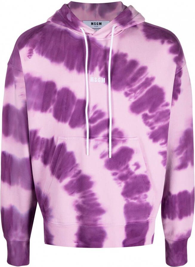 MSGM Hoodie met tie-dye print Paars