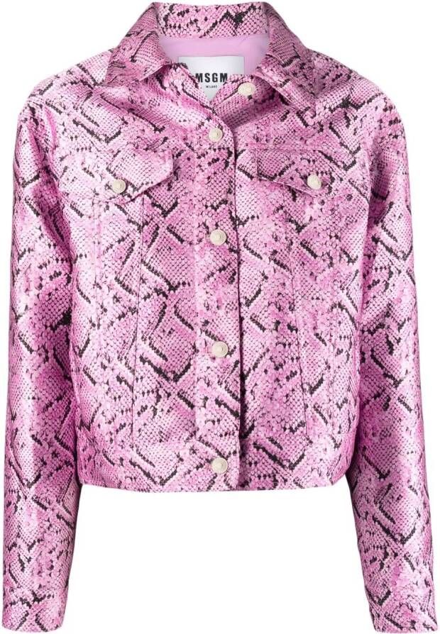 MSGM Jack met slangenhuidprint Roze