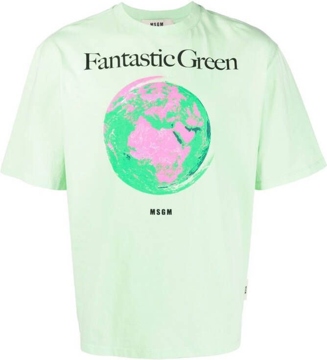 MSGM T-shirt biologisch katoen Groen