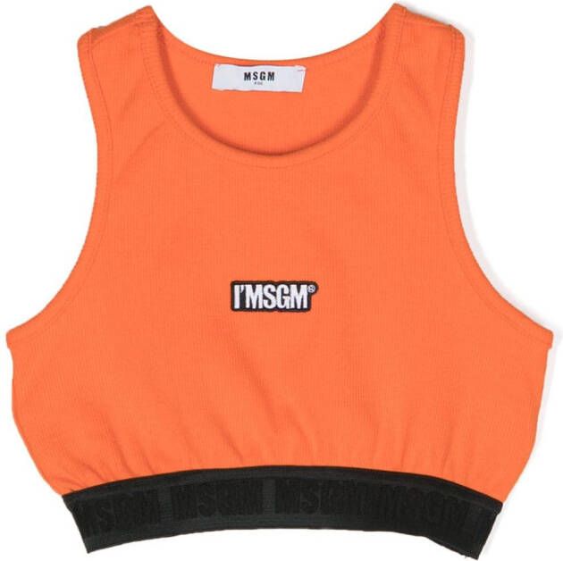 MSGM Kids Cropped top met logopatch Oranje