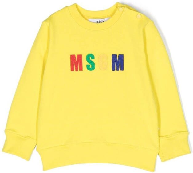 MSGM Kids Sweater met geborduurd logo Geel
