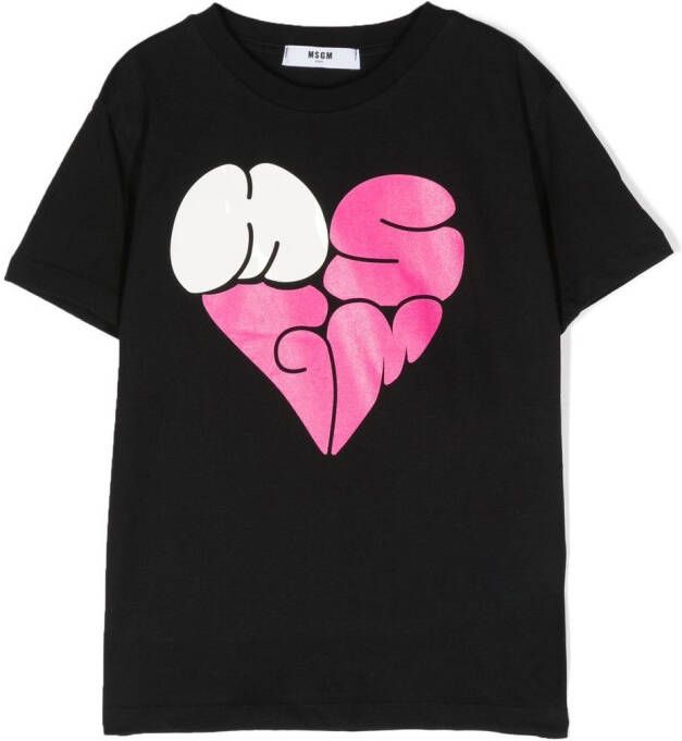 MSGM Kids T-shirt met geborduurd logo Zwart