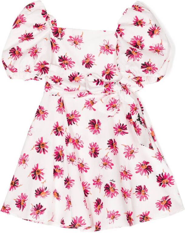 MSGM Kids Jurk met bloe print Wit