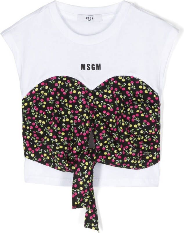 MSGM Kids T-shirt met bloe print Wit