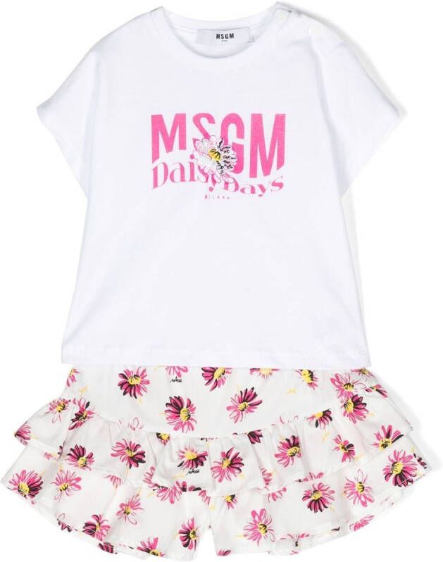 MSGM Kids Shorts met bloe print Wit