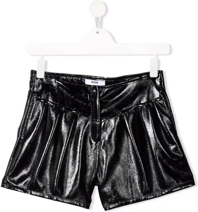 MSGM Kids Glanzende shorts Zwart