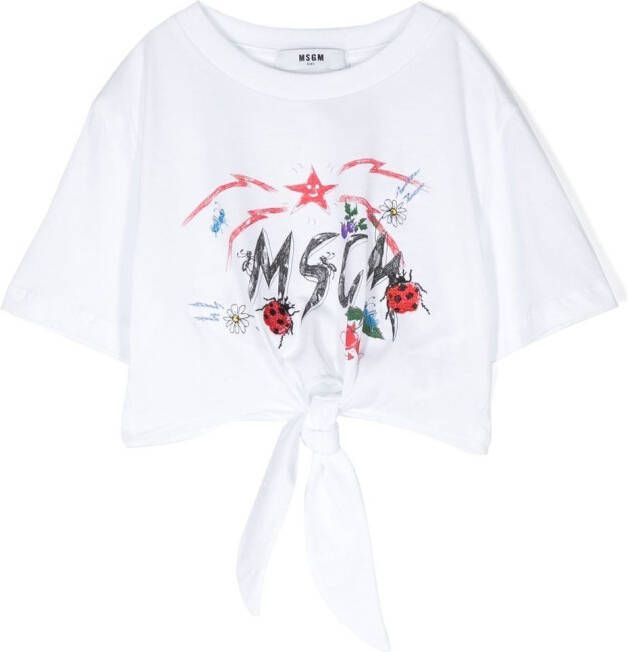 MSGM Kids T-shirt met logoprint Wit