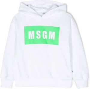 MSGM Kids Hoodie met logo Wit