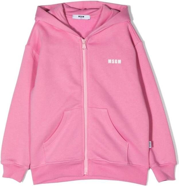 MSGM Kids Hoodie met logoprint Roze