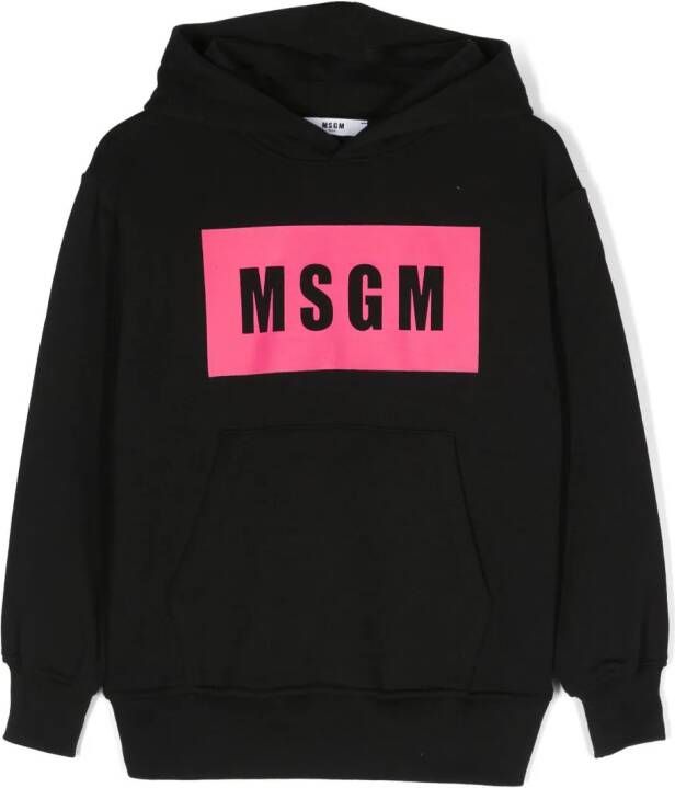 MSGM Kids Hoodie met logoprint Zwart